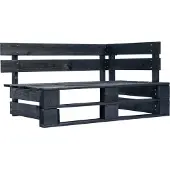 vidaXL Tuinhoekbank pallet zwart geïmpregneerd grenenhout