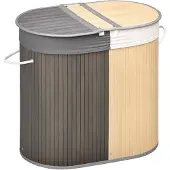 HOMCOM Wasmand - Bamboe - 62,5x37x60,5cm - Grijs