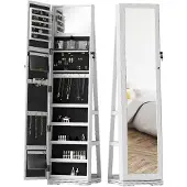 HOMCOM -Staande sieradenkast-MDF-38x38x160cm-Wit