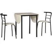 HOMCOM -Eettafelset-MDF, Staal-120L x 60B x 75H cm-Natur+Schwarz