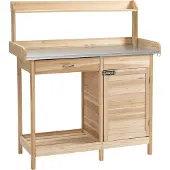 Outsunny plantentafel - Vurenhout - 112x48x125cm - Natuurlijk hout