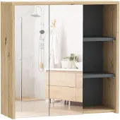 HOMCOM -Spiegelkast-MDF-60x20x60cm-Natuurlijk hout