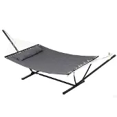 Outsunny -Hangmat-Staal-368x140x110cm-Donkergrijs