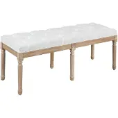 HOMCOM Bed End Bench - Linnenlook Stof - 117x40x48cm - Crème