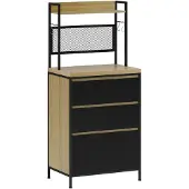 HOMCOM -Keukenkast-MDF-60x40x132cm-Natuurhout