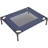 PawHut honden- en kattenbed, campingbed, groot, comfortabel, met poten, Oxford-stof, microgeperforeerd textiel, 76L x 61B x 18H cm, marineblauw/zwart