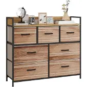 HOMCOM -Stoffen Dressoir-Vliesstof-98x29x85cm-Eiken