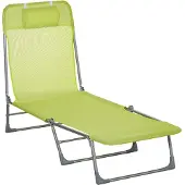 Outsunny Ligstoel van stof, 182x56x28cm, groen