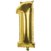 Boland folieballon cijfer 1 goud 36 cm