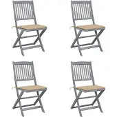 vidaXL Tuinstoelen 4 st inklapbaar met kussens massief acaciahout