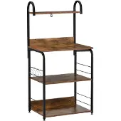 HOMCOM Keukenopbergplank - Spaanplaat, Staal - 60x40x125cm - Bruin