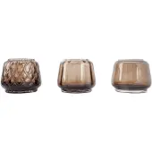 XLBoom Kuro T-Light Mix Set 3 Smokey grijs– Mondgeblazen glazen theelichthouders (set van 3) – Kies uit Moss | Smokey | Plum – Design woonaccessoire