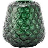 XLBoom Kuro Prism Small Moss – Mondgeblazen glazen vaas met geometrisch patroon – Kleur Moss groen – Design woonaccessoire
