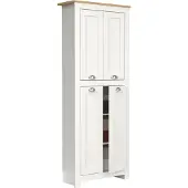 VCM Houten Corridorkast | 5 Compartimenten | Badkamerkast | Afmetingen: H. 184 x B. 72 x D. 32 cm | 4 Draaideuren | Elegante Shell Handvatten - Balusa
