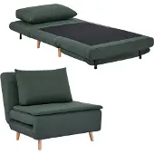 HOMCOM Chair Bed-Polyester, Beukenhout-95L x 90B x 80H cm-Donkergroen