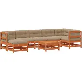 vidaXL Tuin loungeset, 8-delig, donkerbruin, massief grenenhout