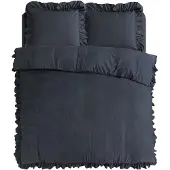 Sleeptime dekbedovertrek Ruffles - Microvezel - Antraciet - 240x220