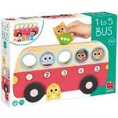 Goula Educatief speelgoed - - Telbus 1 tot 5 - Hout - 5 figuren - Autocorrectiesysteem