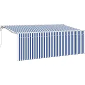 vidaXL Uitschuifbare luifel Blauw 350 x 200 cm Stof