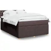 vidaXL Boxspring met matras stof donkerbruin 140x190 cm