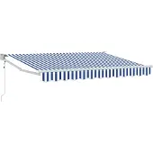 vidaXL Uitschuifbare luifel Blauw en Wit 3,5 x 2 m Polyester en Metaal
