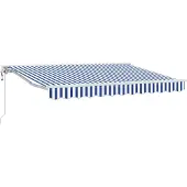 vidaXL Elektrisch Uitschuifbare Zonneluifel Blauw en Wit 3 x 2,5 m
