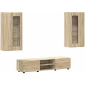 vidaXL Tv-meubelset FLORIN 3 st Sonoma Eik Bewerkt hout