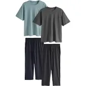 Next Pyjama lang antraciet / donkergrijs / jade groen / spar
