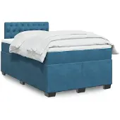 vidaXL Boxspring met matras fluweel donkerblauw 120x200 cm