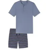 Schiesser Pyjama kort 'Casual Nightwear' blauw / oranje
