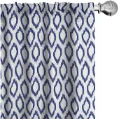 Abakuhaus Ikat gordijnen – 2x75x245 cm – microvezel – marineblauw