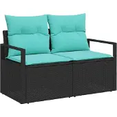 vidaXL Tuinbank Set 9 st 6-Aantal zitplaatsen Zwart en Blauw