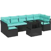 vidaXL Tuinbank Set 8 st 7-Aantal zitplaatsen Zwart en Blauw