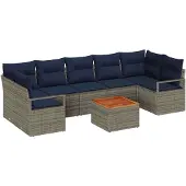 vidaXL Tuinbank Set 8 st Grijs poly rattan