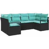 vidaXL Bankstel 6 st Zwart [Synthetisch]: Poly Riet