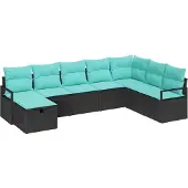 vidaXL Bankstel 8 st Zwart poly rattan