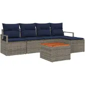 vidaXL Tuinbank Set 6 st Grijs poly rattan