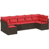 vidaXL Bankstel 7 st Bruin poly rattan