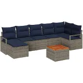vidaXL Tuinbank Set 8 st Grijs poly rattan