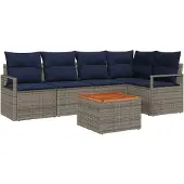 vidaXL Tuinbank Set 6 st Grijs poly rattan