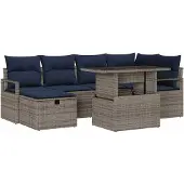vidaXL Tuinbank Set 7 st poly rattan