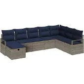 vidaXL Bankstel 8 st Grijs poly rattan