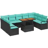 vidaXL Tuinbank Set 10 st 9-Aantal zitplaatsen Zwart en Teal
