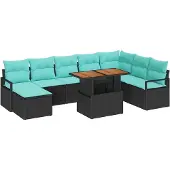 vidaXL Tuinset, 9-delig, zwart en turquoise