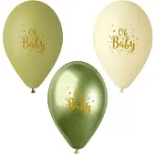 Papstar 12x 6 Ballonnen Ø 29 cm groen Oh Baby