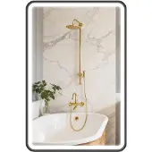 HOMCOM Bathroom Mirror-Aluminiumlegering, Gehard glas-60L x 4B x 90H cm-Zwart