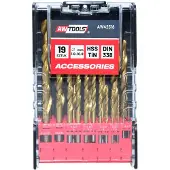 AWTOOLS - Metaalboorset - HSS-TiN - 19 stuks - 1-10 mm