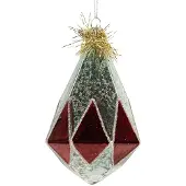 Clayre & Eef Kerstbal Overig Ø 8x12 cm Zilverkleurig Glas Kerstballen