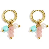 Yehwang Oorringen met hangende kralen Roze