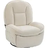 HOMCOM relaxfauteuil - draaibaar - zijvakken - crèmewit